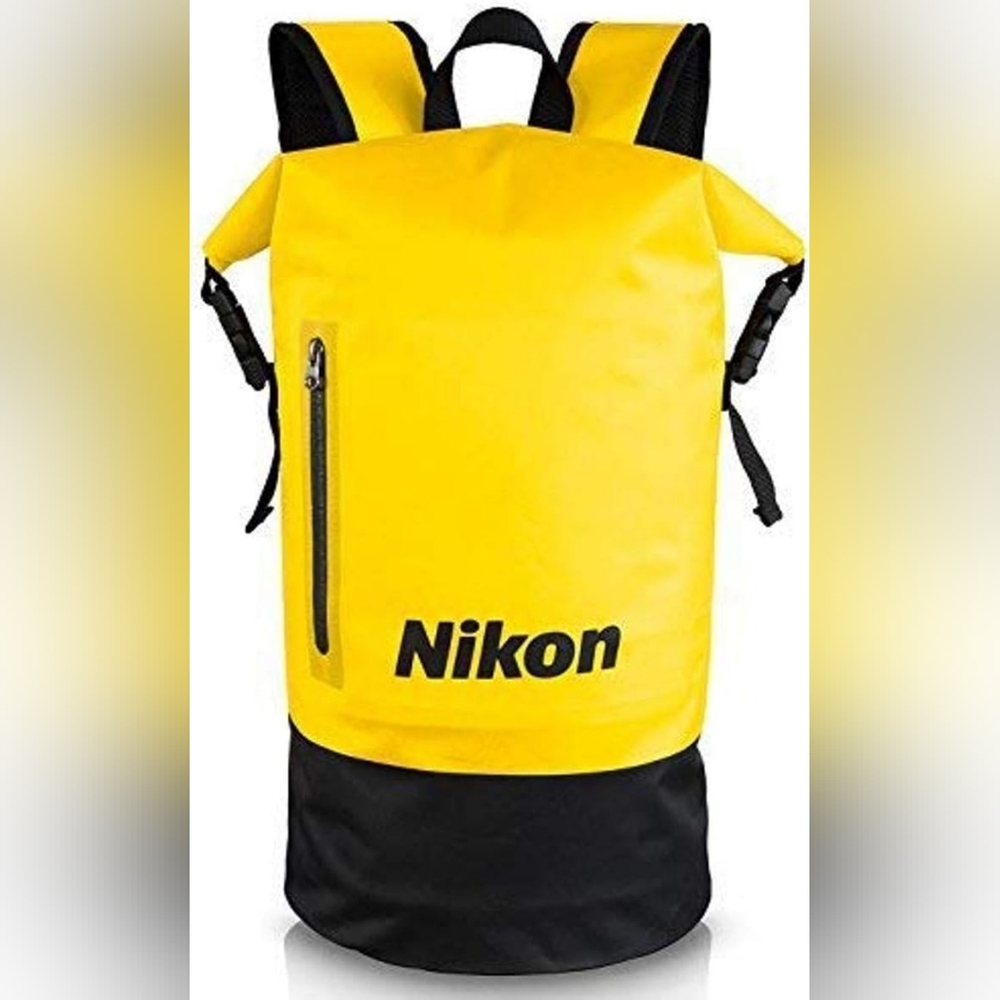 Nikon Waterproof Backpack Yellow/Black Roll-Top Camera Gear Bag